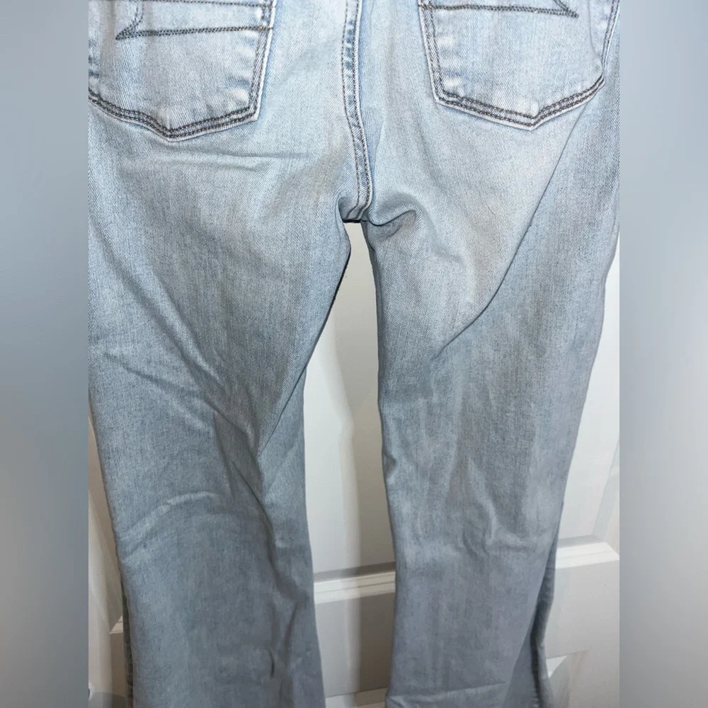 American Eagle 5Button Extreme Flare Bell Bottom AcidWash Distress High Rise Sz0 - Picture 13 of 16